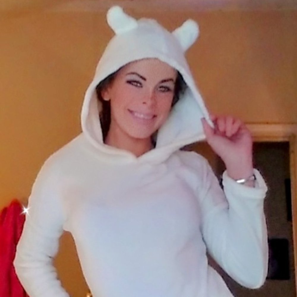 White Plush Matching Kitty Pajama Set